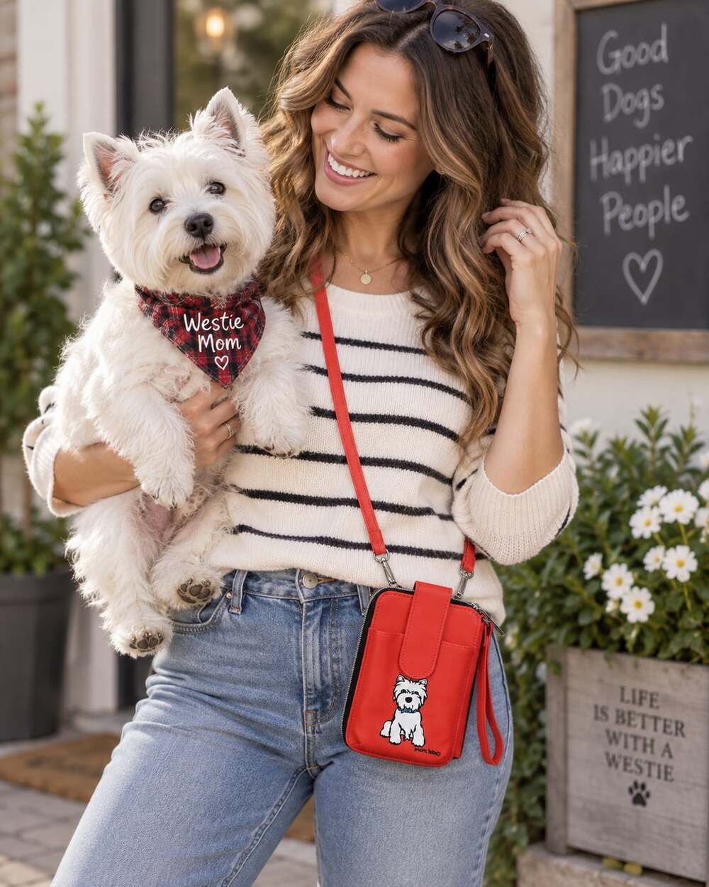 Marc Tetro Westie Red Crossbody Phone Wallet Purse Bag